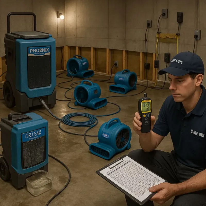 Structural Drying and Dehumidification process in University Park, TX
